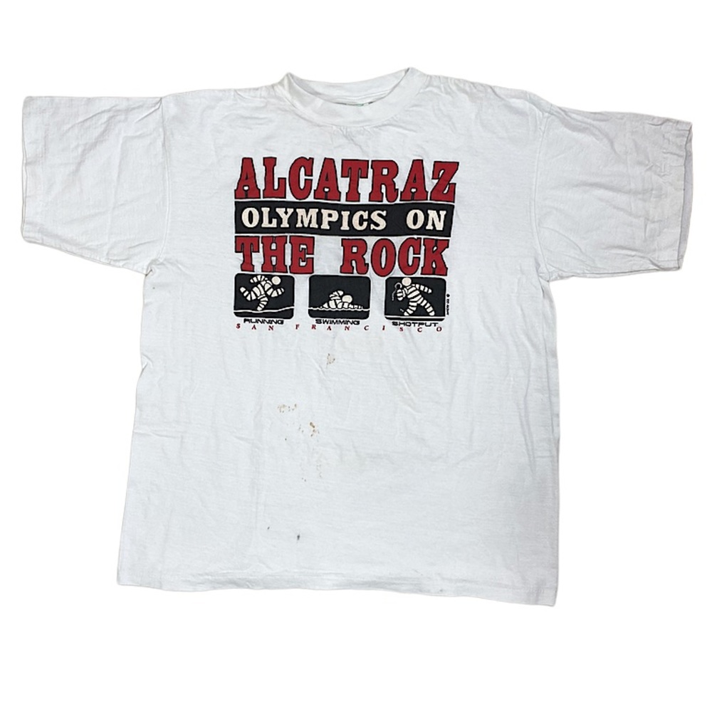 A1 Alcatraz Olympics single stitch Vintage Tshirt size L